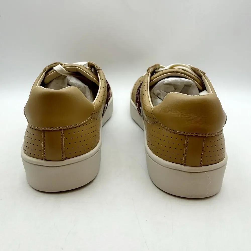 Spenco Womens Cambridge Low Sneaker US 8.5 Wide EU 39 Tan Leather EUC